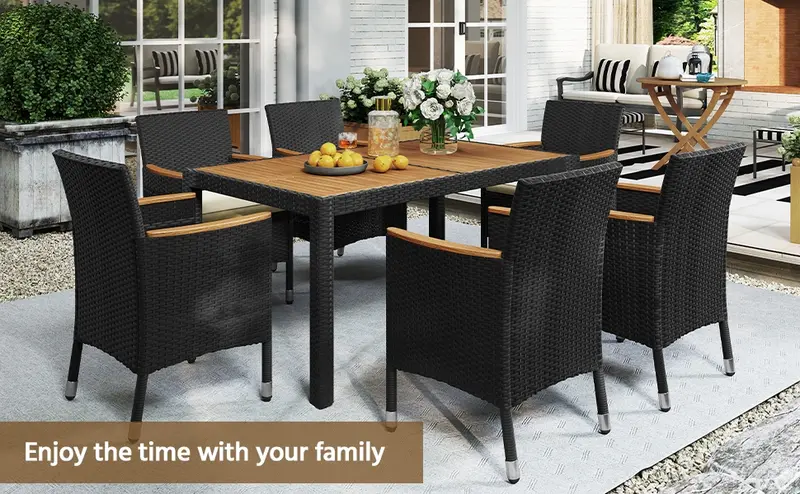 【3 Packages Delivery】Yaheetech 5/7/9-Piece Patio Furniture Set, Outdoor Dining Table with 6 Chairs, Rattan Conversation Set with Soft Cushions for Backyard Deck Garden, 【3 Packages Delivery】Yaheetech 5/7/9-Piece Patio Furniture Set, Outdoor Dining Table with 6 Chairs, Rattan Conversation Set with Soft Cushions for Backyard Deck Garden,