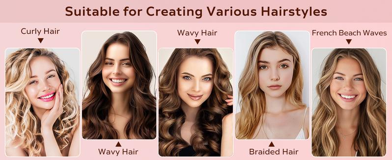 【2026】Automatic Hair Curling Iron with 4 Temperature & 3 Timer, Automatic Shut-Off, Anti-Scald, Anti-Tangle Rotating Curling Wand for Hair Styling, Pink