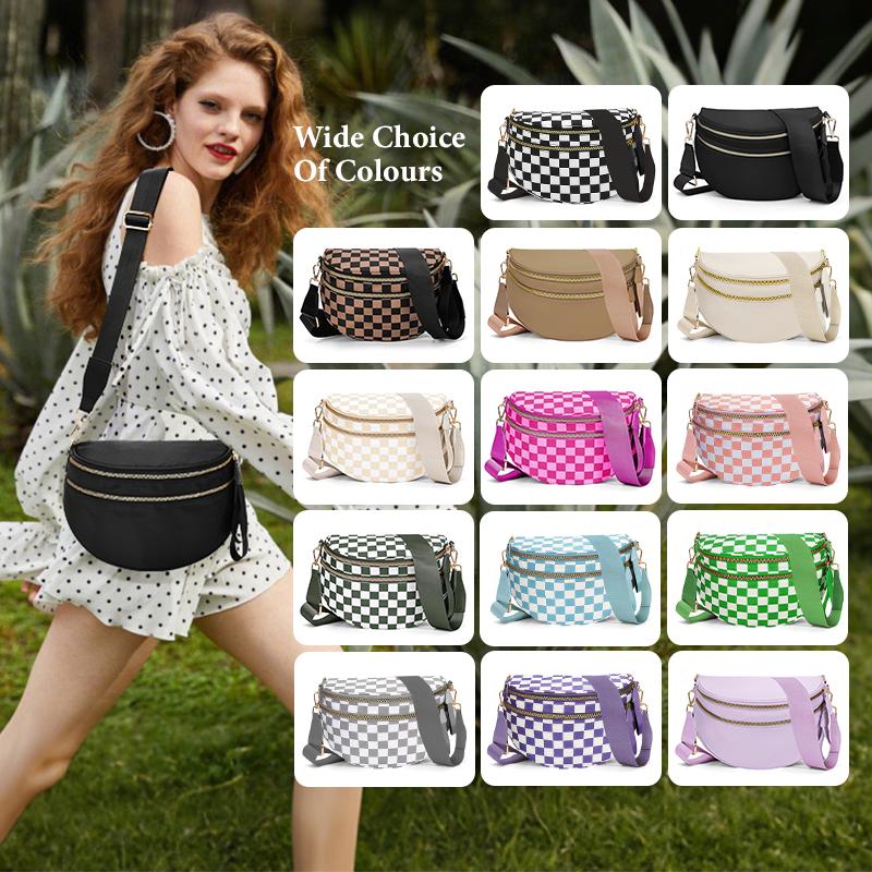 CHERUBEL Fashionable Checkerboard Pattern Bag Minimalist Purse with Detachable Strap Large Capacity Crossbody Fanny Pack for Work Weekend Y2K Design Perfect for TikTok Fashion Everyday Use Shoulder Bags Women's Fanny Packs & Belt Bags tiktokshopspringglow