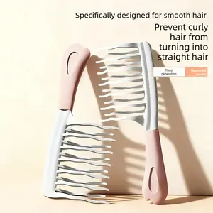 Korean-Style Double Row Wavy-Tooth Curling Hair Brush & Scalp Massage Comb, Volumizing Hot-Perm Styling Brush for Women
