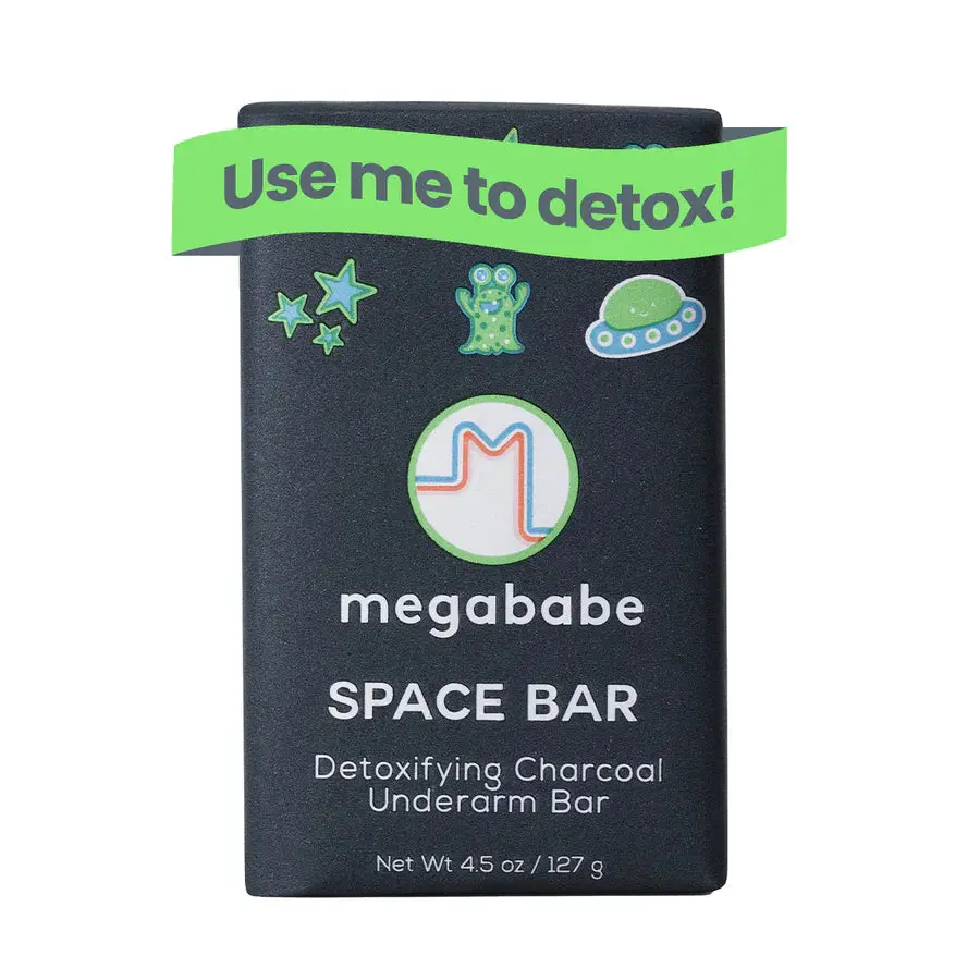 Megababe Underarm Bar Soap - Space Bar | With Detoxifying Charcoal for Odor Control | 3.5 oz