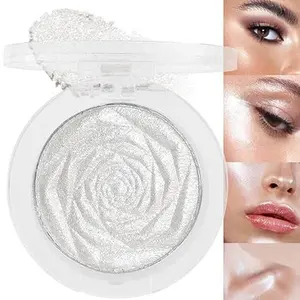 White Silver Face Highlighter Makeup, White Shimmer Glitter Diamond Sparkly Highlighters Makeup Eyeshadow Palette Powder for Face Body Cheek Skin, inner Corner Eye Highlighter Make up 01