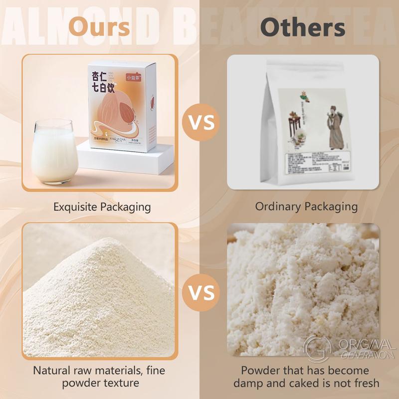 Almond Soy Milk Beauty  Tea 140g (7pcs×20g) Caffeine Free With Almond, Instant soybean powder, Semen Coicis, Coconut  milk powder,  Oligo-maltose, Lotus seed, Gordon Euryale, Yam, Lily