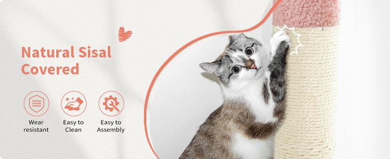 MADE 4 PETS Cat Tree 54-Inch Contemporary Design with Sisal Scratching Post & Climbing Ladder for Small Medium Cats Play House Condo MADE 4 PETS Cat Tree 54-Inch Contemporary Design with Sisal Scratching Post & Climbing Ladder for Small Medium Cats Play House Condo