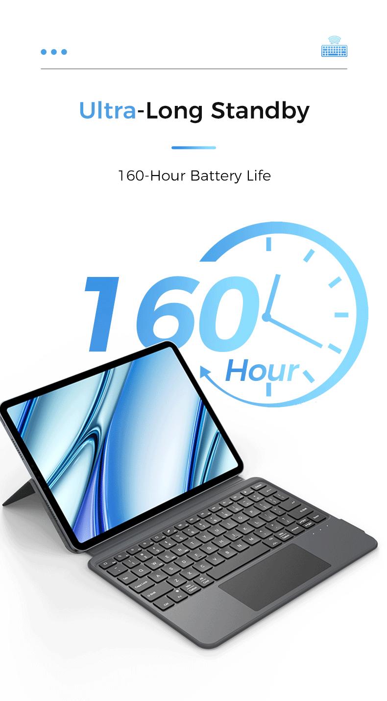 MAGICJOHN Portable Bluetooth Magic Keyboard Case, Compatible with 8''–11'' iOS, Android & Windows Smartphones and iPads — Instantly Turns Into a Workstation