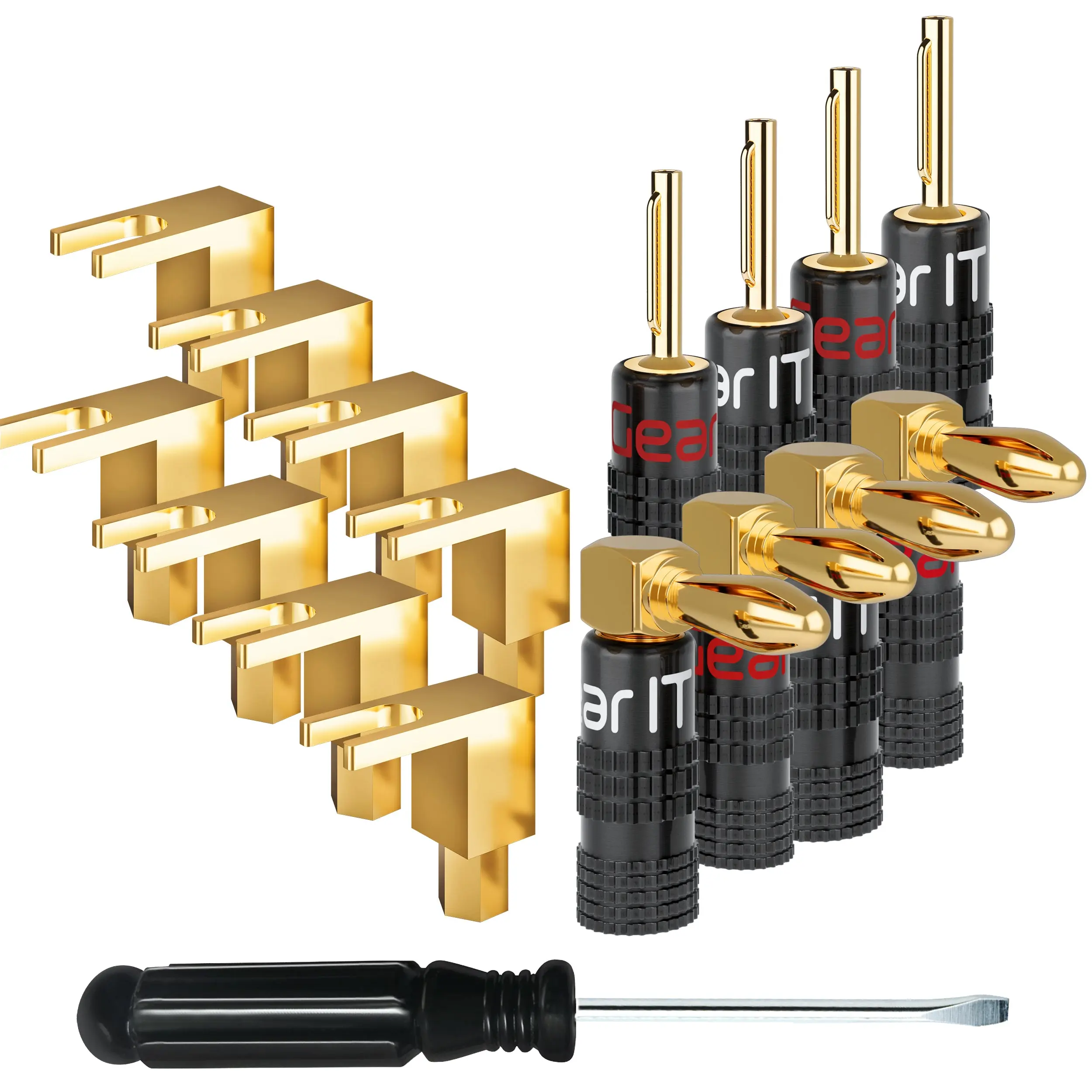4 Pairs Right Angle Spade Plugs Adapter, 2 Pairs Banana Plugs and Right Angle Banana Plugs
