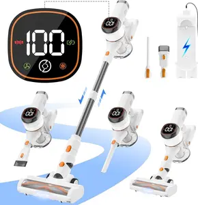 Cordless Vacuum Cleaner for Home, 40000Pa/450W Stick Vacuum with LED Touch Screen, Charging Wall Dock, Anti-Tangle, Lightweight Handheld Vacuum for Pet Hair, Hard Floor, Carpet