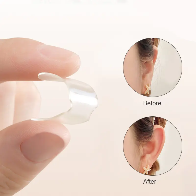GentleGlow Elf Ear Stickers (12 Pairs) – Invisible, Transparent Silicone Ear Tapes, Comfortable Ear Correction, Perfect for Flat Ears and Facial