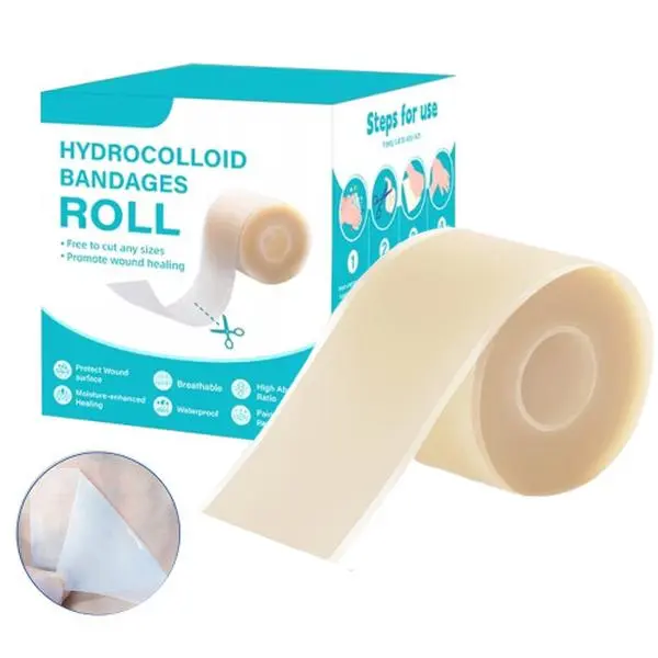 Sterile Hydrocolloid Bandage Roll, Self-Adhesive Healthcare Patch for Blister, Minor Burn Care - 1 Roll