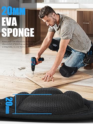 Ollas Adult Knee Pads for Gardening, Anti-Slip Collision Avoidance Kneepads with Thick EVA Foam, for House Cleaning, Construction Work, Volleyball, Football Dance Knee Sleeve, 1 Pair (Black)