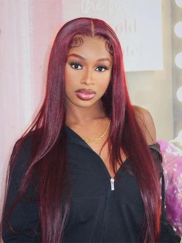 [Hot] Suntuhair 5x5 Lace Wear and Go Glueless Wigs Body Wave Human Hair Burgundy Dark Red Hair 99j Wig Lace Front Wigs 100% Human Hair Upgraded No Glue Closure Wigs Human Hair for Women 20-32 Inch