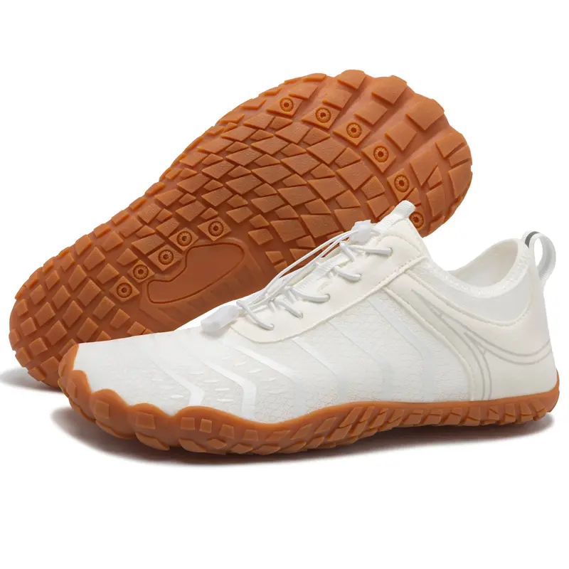 HOYOFOL Women's Minimalist Low Top Lace-Up Hiking Shoes - Lightweight Mesh, Solid Plain, Unisex Sizing, Cloud-Like Barefoot Ergonomic Insole, Wide Round Toes, 0 Drop, Breathable, Anti-Slip Flexible Rubber Sole Athletic Trainers for Workout, All Seasons, A