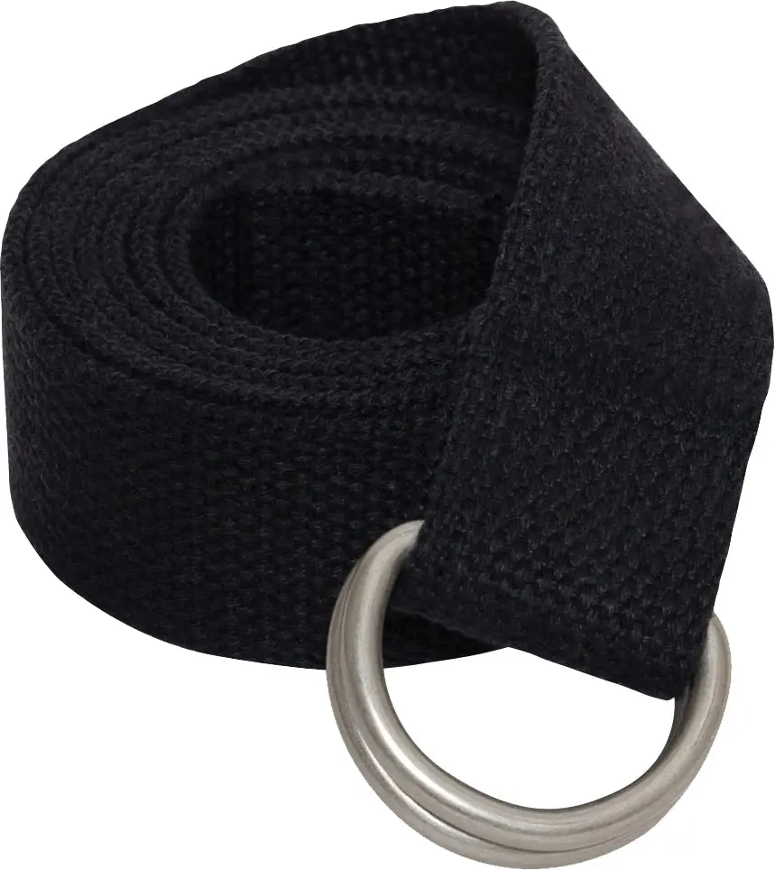 Black Solid Color Heavy-Duty D-Ring Belt - 1.25" Wide Cotton Web Tactical Strap, Adjustable Fit for Tactical Pants & Cargo Shorts, Multi-Functional Outdoor Belt in 44" & 54" Sizes