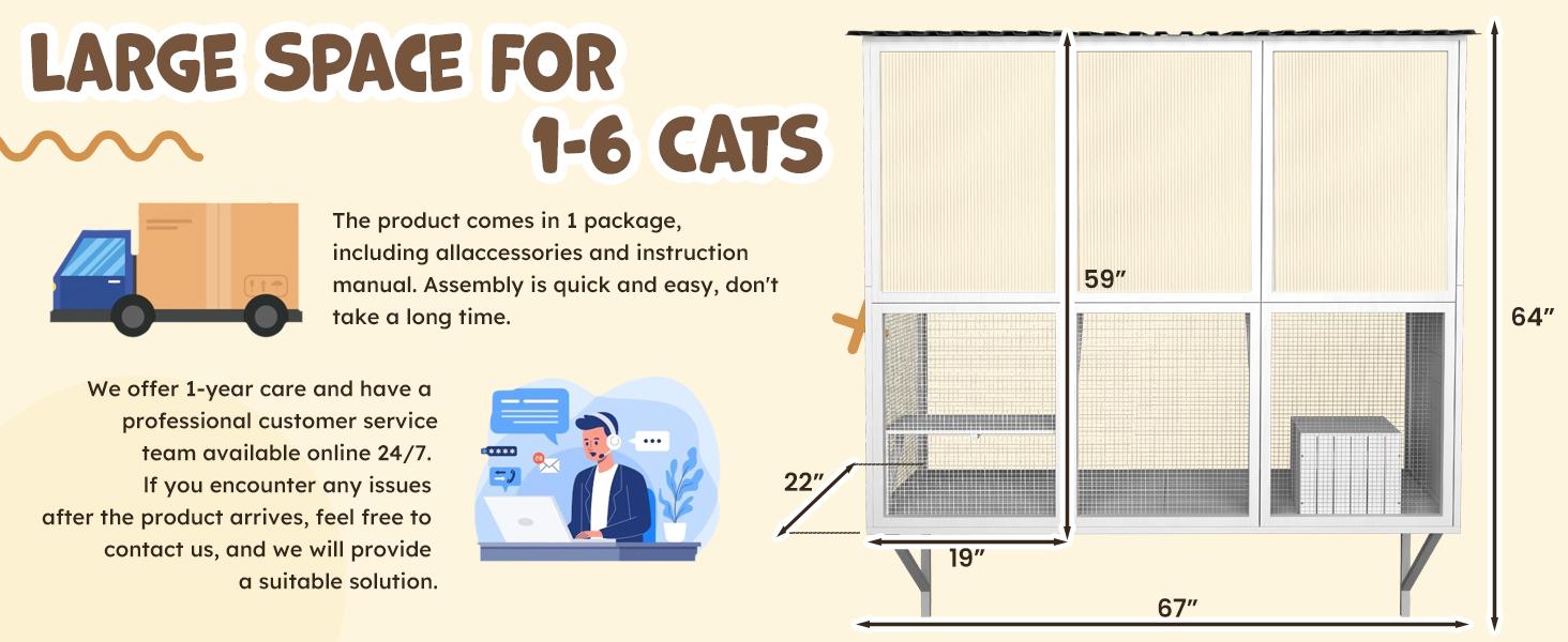 Catio Outdoor Cat Enclosure with Window Access, Large Window Catio Wood Cat House with 4 Platforms & 3 Doors for Napping and Nature Viewing – All-Weather Pet Cage for Indoor Cats