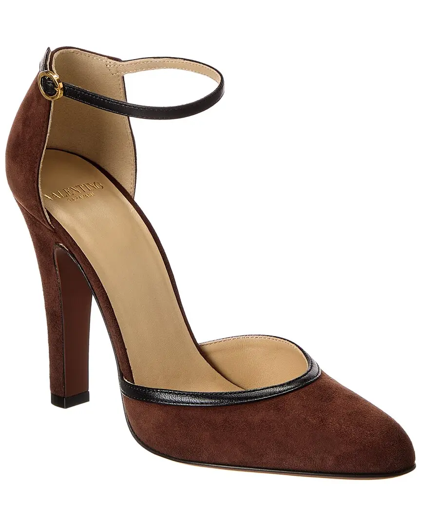 Valentino VLogo Signature 105 Suede & Leather Pump