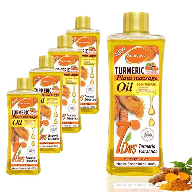 Turmeric Massage Oil 6.76oz Pure Natural Turmeric Honey Body Oil for Even Skin Tone, Suitable for All Skin Types, Fragrant Turmeric Scent