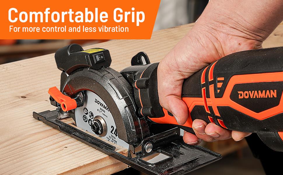 DOVAMAN Circular Saw, 5.8A 4-1/2" w/Laser, Auxiliary Handle, 6 Saw Blades(4½", 4¾") Max Cutting Depth 1-11/16", Wood, Soft Metal, Plastic, Tile-MCS01A DOVAMAN Circular Saw, 5.8A 4-1/2" w/Laser, Auxiliary Handle, 6 Saw Blades(4½", 4¾") Max Cutting Depth 1-11/16", Wood, Soft Metal, Plastic, Tile-MCS01A