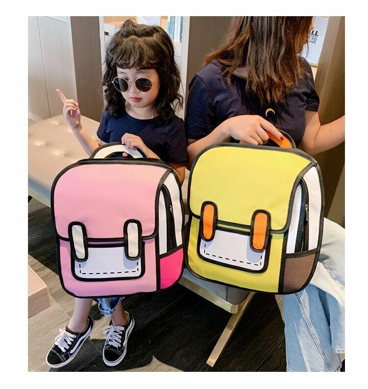 Creative Comic Backpack Adjustable Strap Book Storage Lightweight 2D Comic Student Bag Teenager Daypack