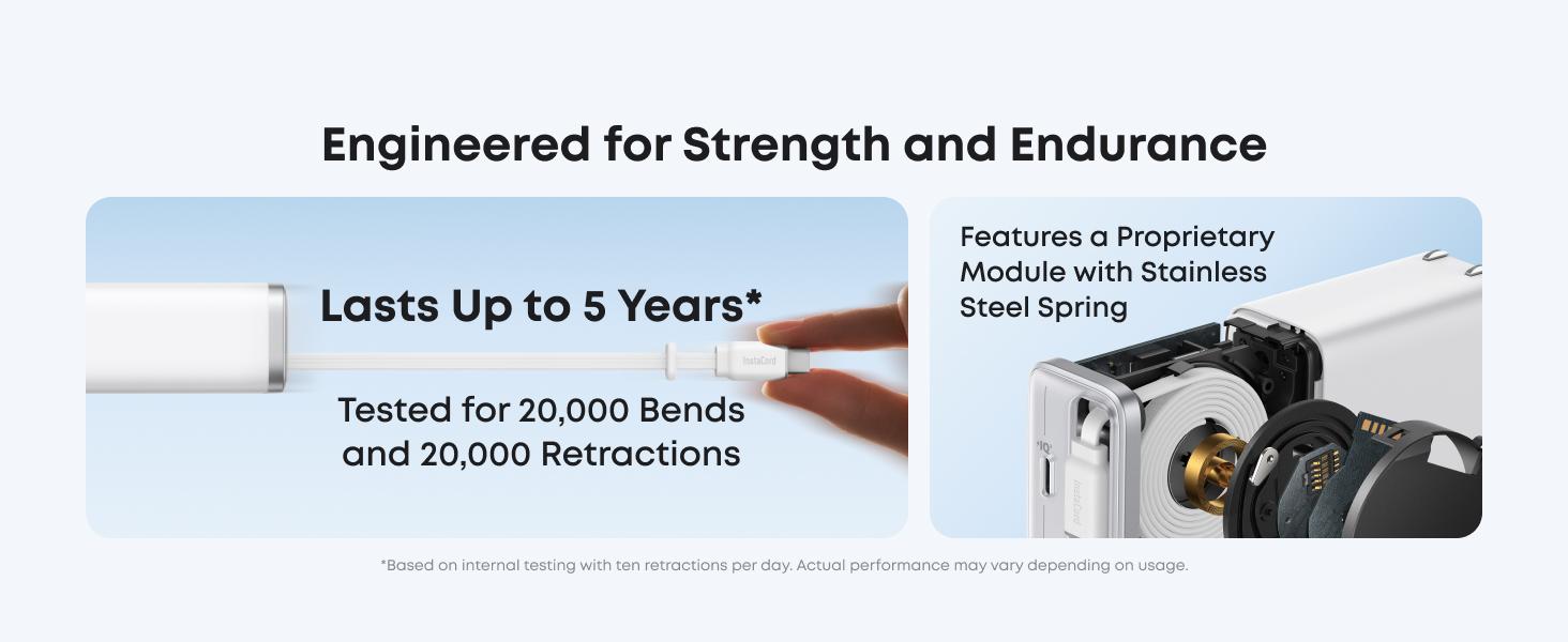 Anker Nano USB C Charger Block, 35W Max 2-Port High-Speed Compact Charger with Durable Built-in Anker InstaCord Retractable Cable, Works with iPhone 17/16 Series, iPad, Pixel, and More