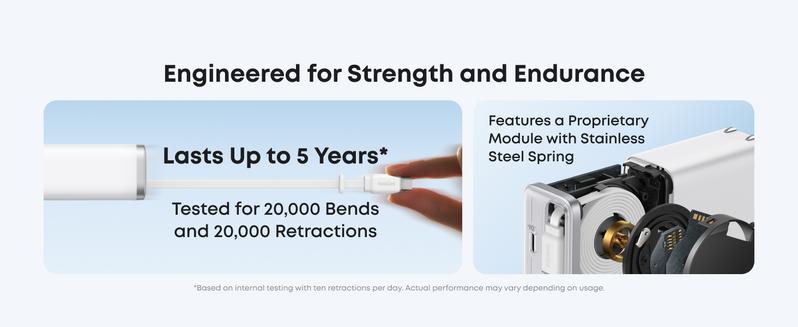 Anker Nano USB C Charger Block, 35W Max 2-Port High-Speed Compact Charger with Durable Built-in Anker InstaCord Retractable Cable, Works with iPhone 17/16 Series, iPad, Pixel, and More