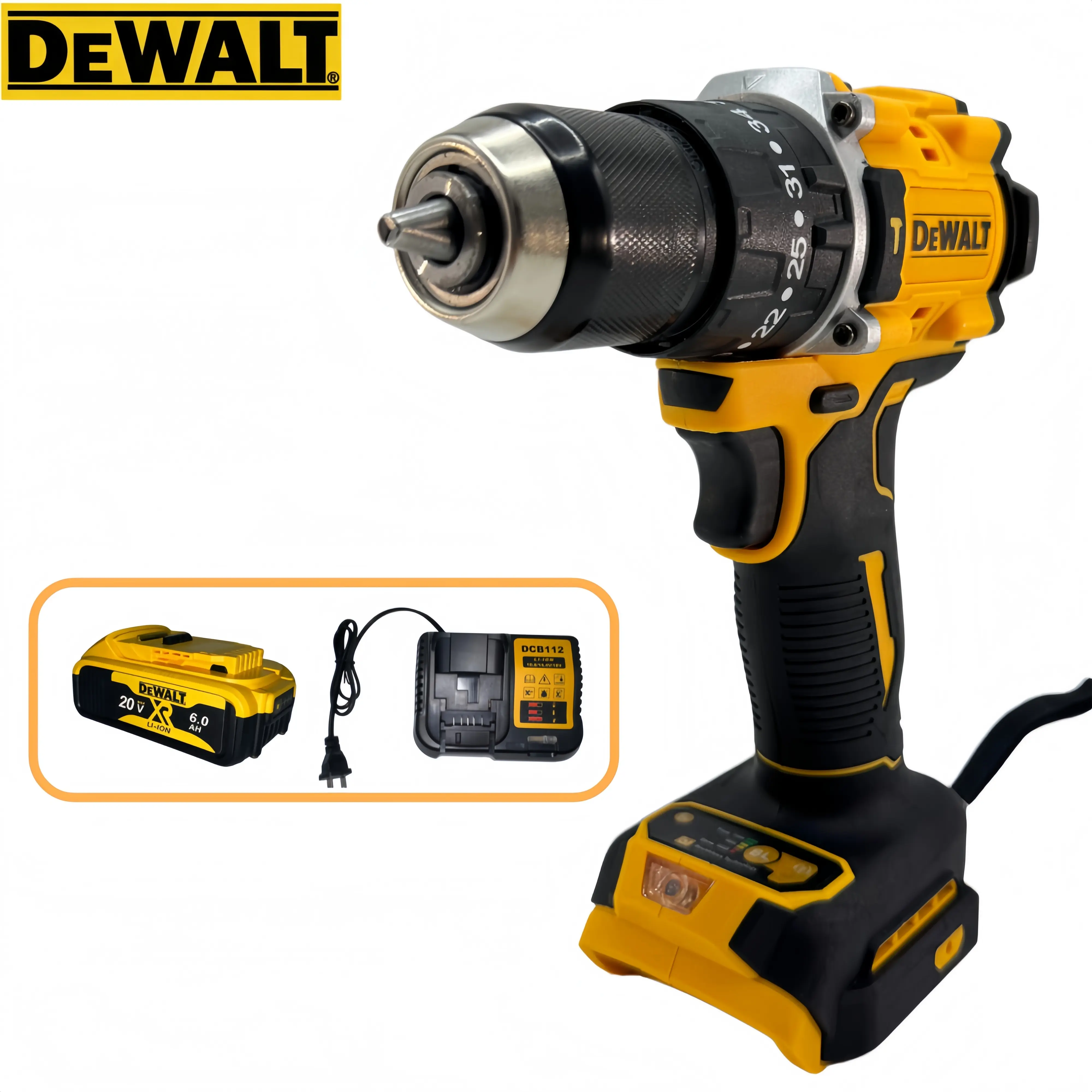 DEWALT DCD805 20V MAX XR Brushless Cordless Hammer Drill Driver Kit - 20V MAX XR 6Ah Batteries, 90Nm High Torque, 2-Speed (0-650/0-2000 rpm), 177mm, 3-Mode LED Lights, 850w Efficient Motor, DIY Maintenance, Battery Ecosystem, for Home Use, Cordless Power,
