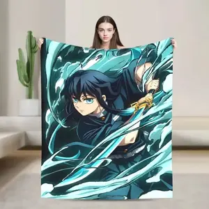 Muichiro Tokito Demon Slayer Blanket Ultra Soft Flannel Cozy Warm Bedroom Couch Sofa Travel Office Bedspread Home Decor Birthday Christmas Gift for Anime Fans Teens Kids Men Women Mist Hashira Style