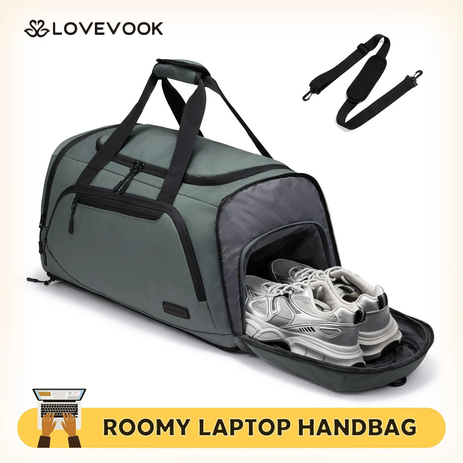 LOVEVOOK Gym Bag for Men & Women with Shoe & Wet Compartment - Duffle Bag for Travel, Sports, Fitness & Workout ，45L Duffle Bag Foldable Lightweight Travel Duffel Bags Large Packable Travel Bag Water Repellent & Tear Resistant  back to shcool