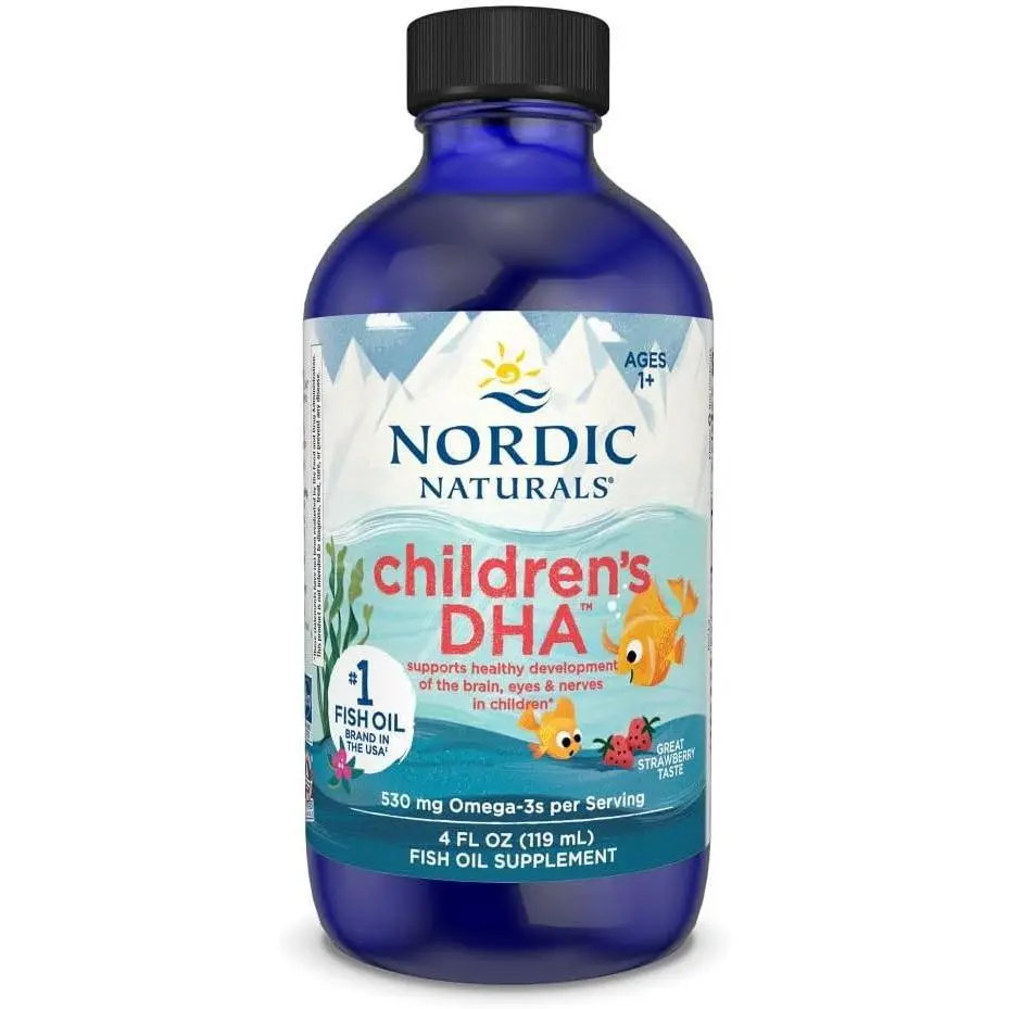 Childrens DHA, Strawberry - 4 oz for Kids- 530 mg Omega-3 with EPA & DHA - Brain Development & Function - Non-GMO - 48 Servings