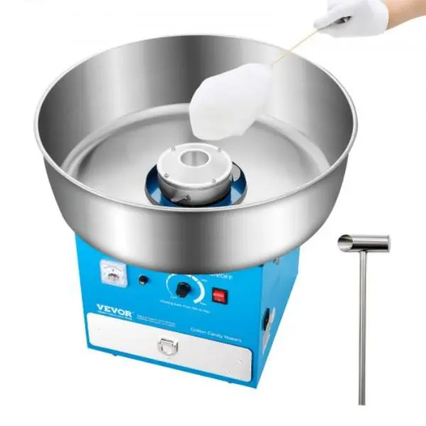 Vevor TSDRMHTJLSWGP21VKV1 Electric Cotton Candy Machine - 1000W Commercial Candy Floss Maker with 20.5 in. Stainless Steel Bowl - Sugar Scoop & Drawer - Blue