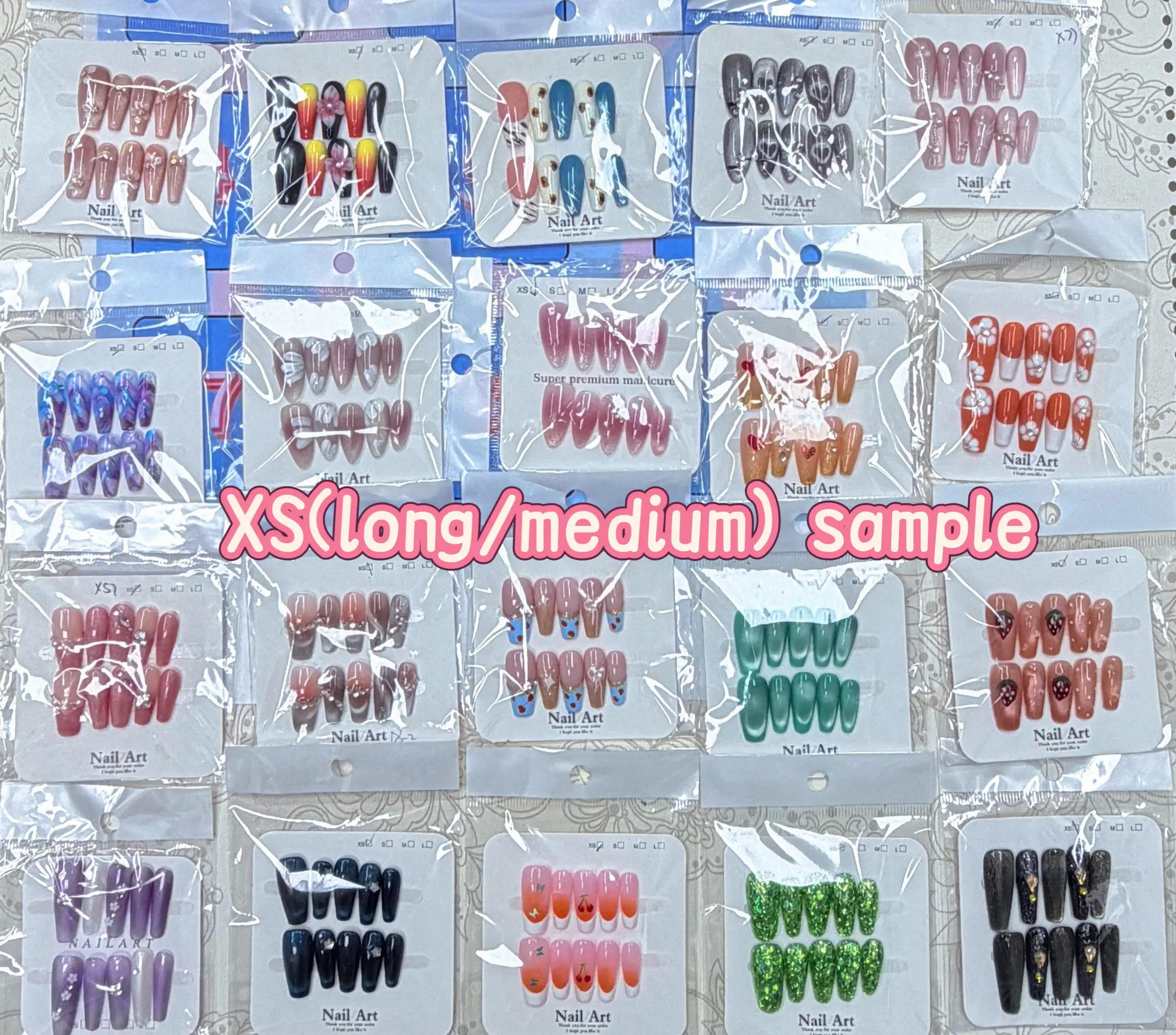 Rita:20sets handmade press-on nails selectable size and length random style