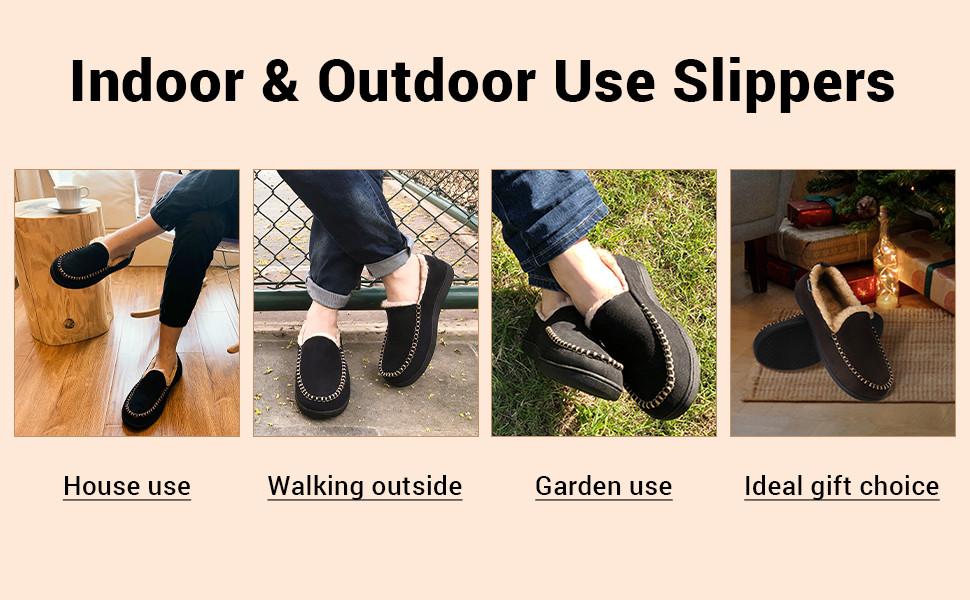 Men's Moccasin Slippers - Warm Memory Foam House Shoes, Comfy Walking Slide for Men & Boy, Cozy Comfort Home Flipflop Slippers for Casual Wear