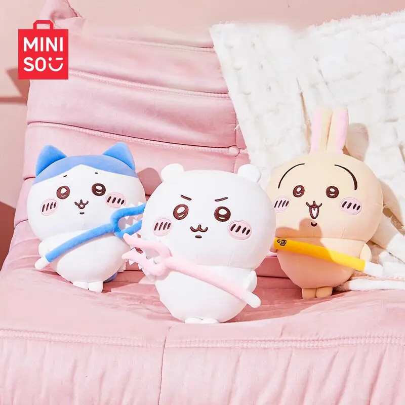MINISO Genuine Chiikawa Series Weapon-Style Standing Plush Dolls, Cute Japanese Anime Collectibles, Soft Huggable Plushies, Exquisite Details, Home House Decoration, Ideal Gift for Fans, Cute Collectibles, Back-to-School Gifts
