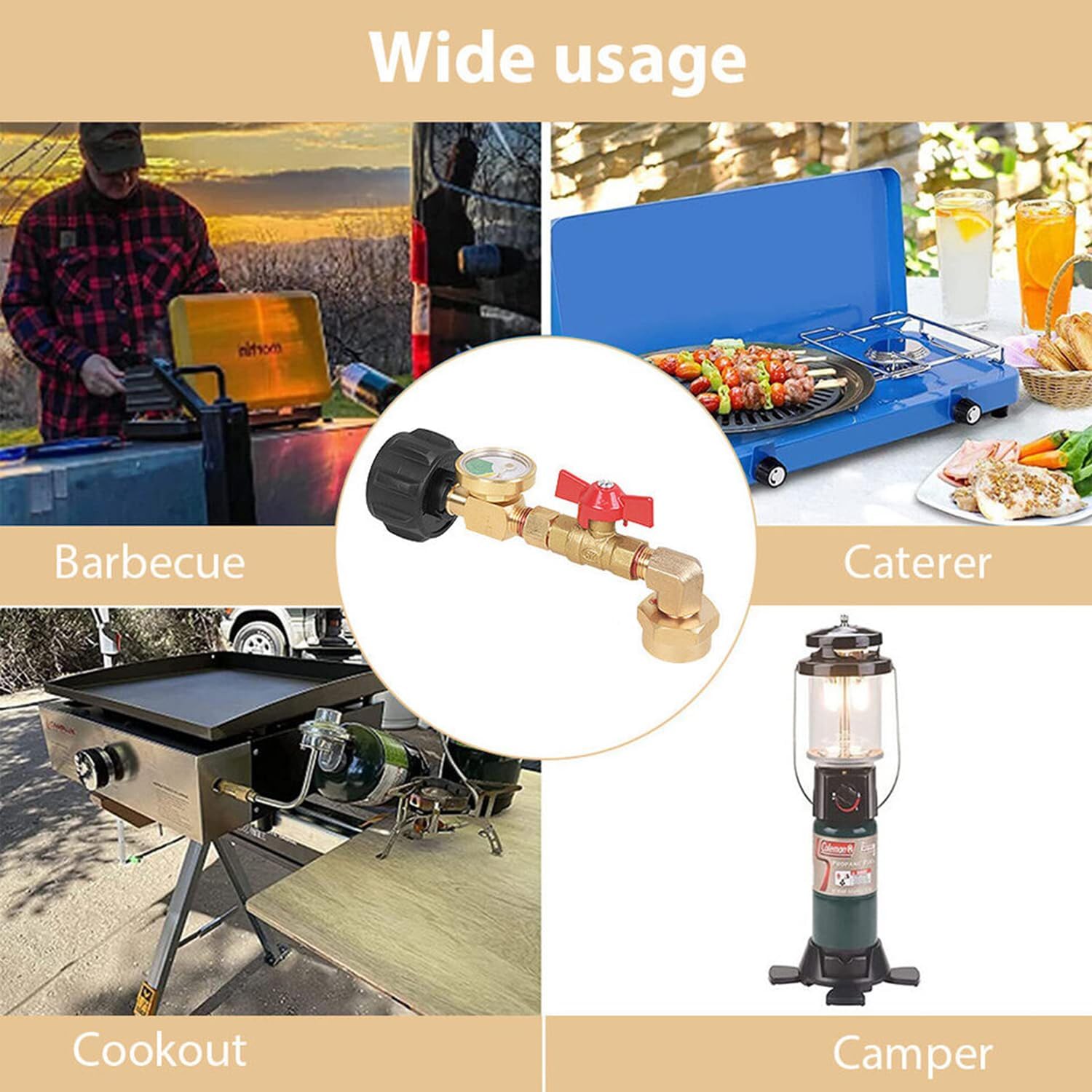 Propane Refill Adapter with Valve and Gauge, Fill 1 Pound Bottles from 20lb Tank, Fits QCC1 / Type1 Propane Tank and 1 lb Throwaway Disposable Cylinder Propane Bottle Connector, Men Gifts