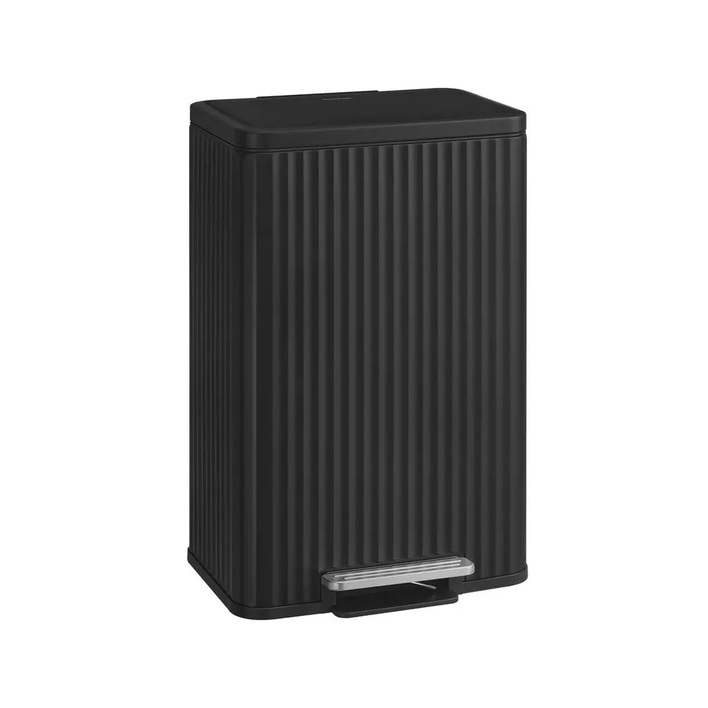 SONGMICS Trash Can, 13 Gallon (50 L) Garbage Can for Kitchen, with Lid, Pedal, and Removable Inner Bucket, Soft Close, Stainless Steel, 15 Trash Bags (Code K) Included
