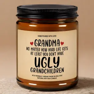MAKEAGIFT Grandma No Matter How Hard Life Gets Candle, Grandma Gift, Funny Family Candle, Playful Mother’s Day Gift, Grandma To Be Humor Candles