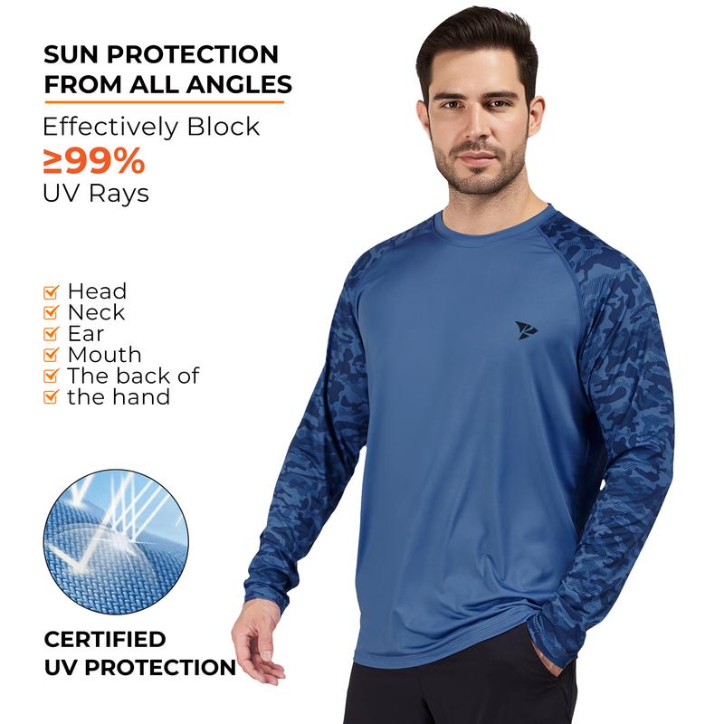 RODEEL 932 Long Sleeve Shirts Men UPF 50+ Sun UV Protection Lightweight Quick Dry Moisture Wicking Breathable Cooling Activewear for Outdoor Sport Gym Workout Running Hiking Camping Fishing Boating Construction Landscaping, Holiday Gift