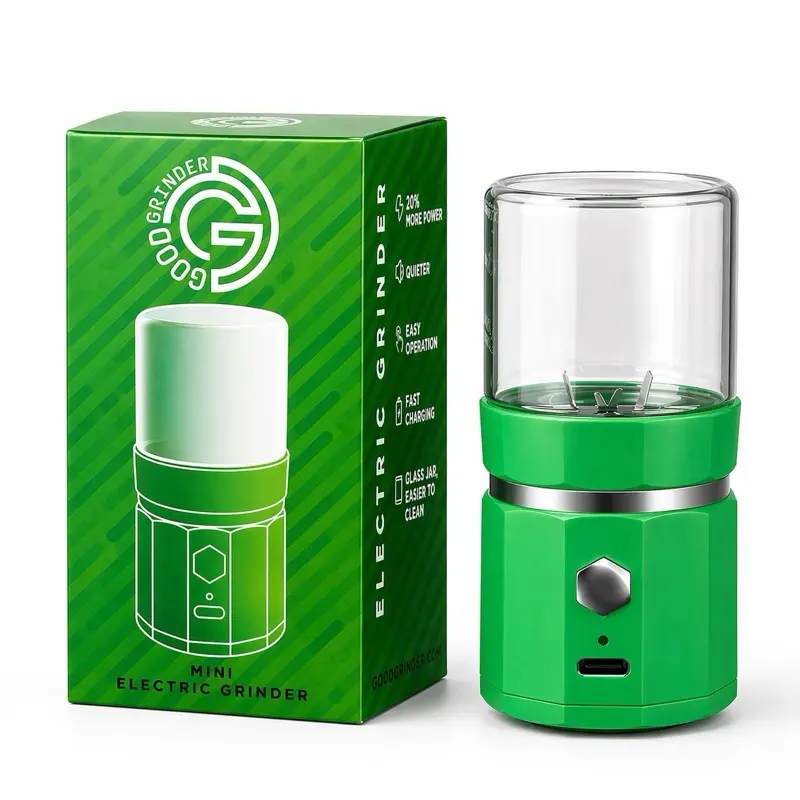 Electric Mini Grinder, Multi-Purpose One-Touch Kitchen Grinder for Spices, Seasonings, Peppercorns, Seeds, Coffee Beans, Dry Ingredients & Tablet Crushing, Compact Glass Jar, Portable Food Preparation Tool, Easy to Clean, Green