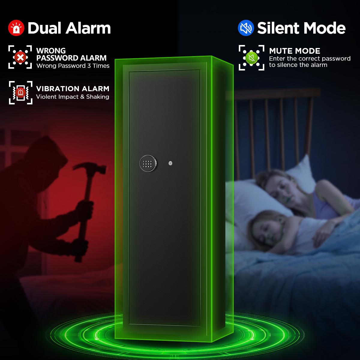 ACTIGER Large Long Gun Safe Cabinet Easy Assembly for Rifles and Pistols with Quick Access Digital Keypad Removable Shelves Anti-Theft Design for Home Security Storage Thick Steel