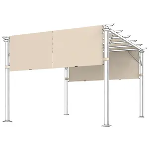 Outsunny 2 PCS 4 x 18ft Pergola Canopy Replacement, UV Protection Shade Cover, Easy to Install for 10 x 12ft Pergola, Cover ONLY, Khaki