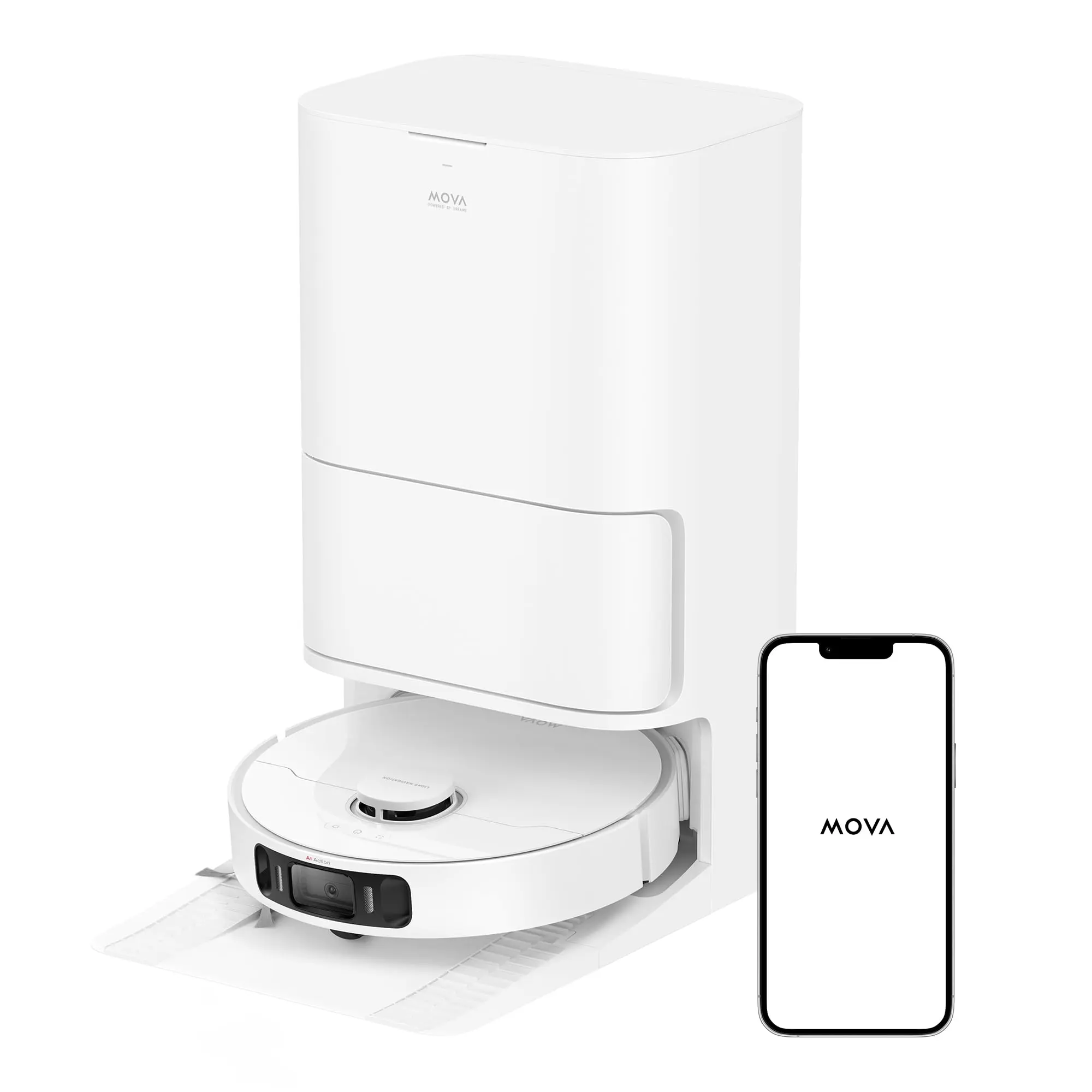 Mova S20 Ultra Robot Vacuum Mop Combo with Dual Roller Brush, 8300Pa Suction Vacuum Cleaner, 140℉ Hot Water Mop Self-Washing & Drying, Mop Auto-Lift for Carpet Cleaning Multifunctional