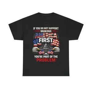America First T-Shirt | Patriotic Flag Graphic Tee, Opinionated Statement Casual Wear Fashion