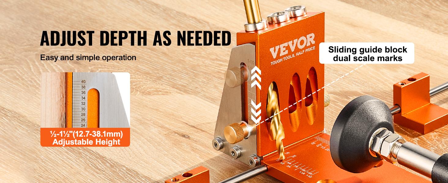 VEVOR Pocket Hole Jig Kit, Various specifications, Pocket Hole Jig System with C-clamp, Fixture, Step Drills, Wrenches, Drill Stop Rings, Square Drive Bits, Toolbox, Adjustable, for DIY Carpentry Projects VEVOR Pocket Hole Jig Kit, Various specifications, Pocket Hole Jig System with C-clamp, Fixture, Step Drills, Wrenches, Drill Stop Rings, Square Drive Bits, Toolbox, Adjustable, for DIY Carpentry Projects