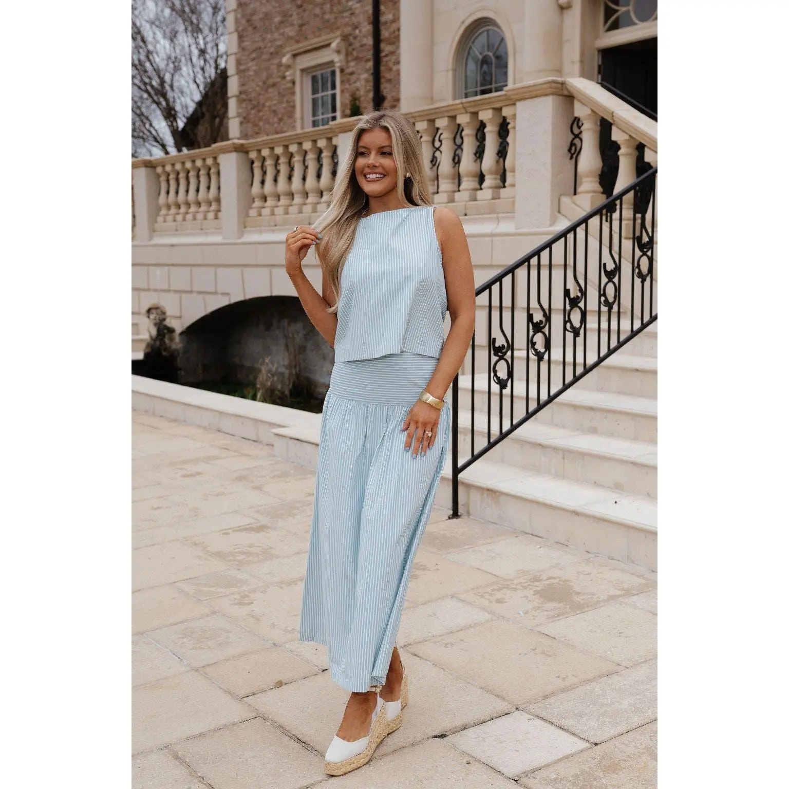 Porter Skirt Set-Baby Blue Sage