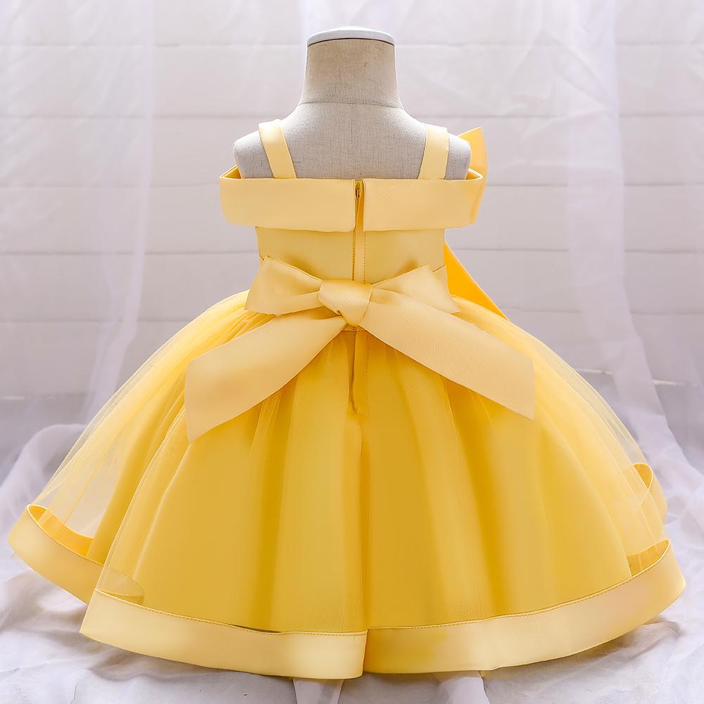 5081 Girl Princess Dress Flower Bow Elegant A-line Princess Skirt Perfect for Performance Wedding Parties and Summer Wearing Fashionable Design