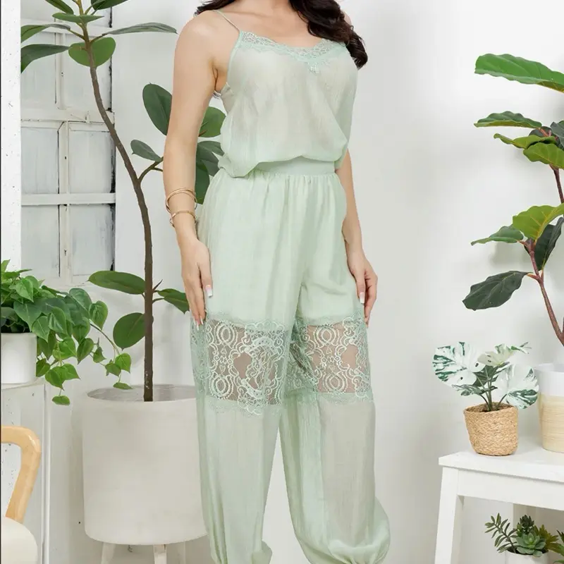 Women’s Two Piece Strapless Top & Wide Leg Pants Set