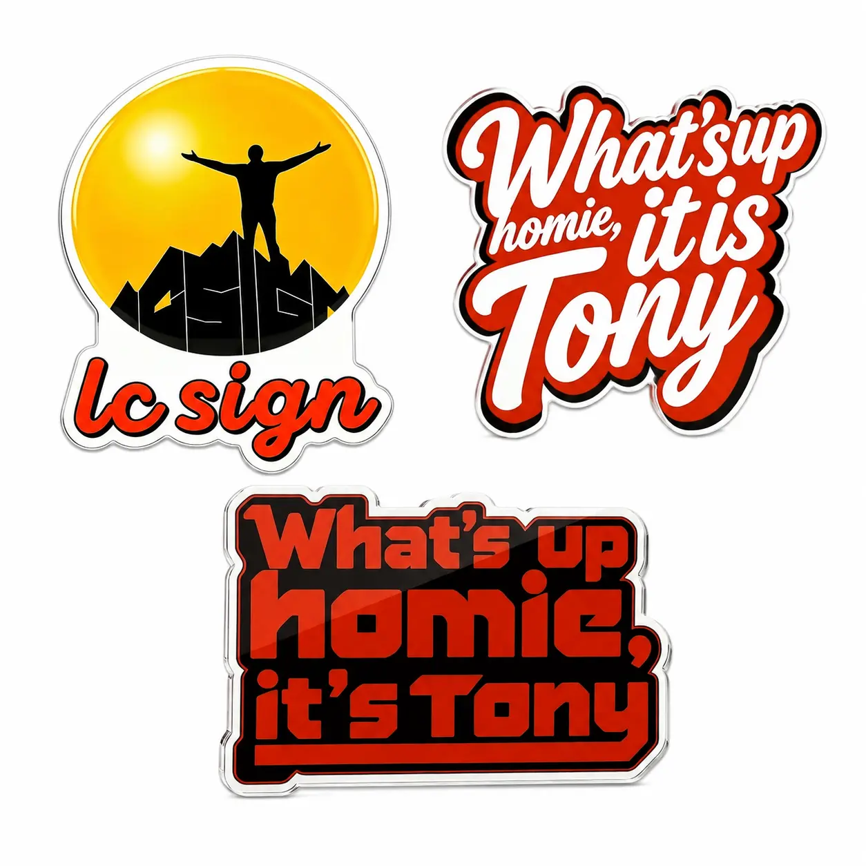 Tony LC Sign Personalized Acrylic Glass Compact Round Refrigerator Magnet, Modern Logo Design, Strong Magnetic Hold, Stylish Kitchen Home Decor, Everyday Gift for Collectors & Fans, Kitchen Decor Ideas, Vibrant Print