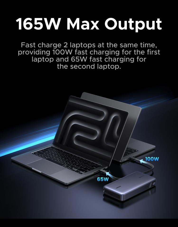 UGREEN 165W Power Bank, 25000mAh Laptop Portable Charger USB-C PD Fast Charging Laptop External Battery Pack for Dell,MacBook,HP,Asus,Lenovo,Steam Deck,Switch,iPhone,Galaxy, iPad and More，TikTokShopBlackFriday ,TikTokShopJumpstartSale