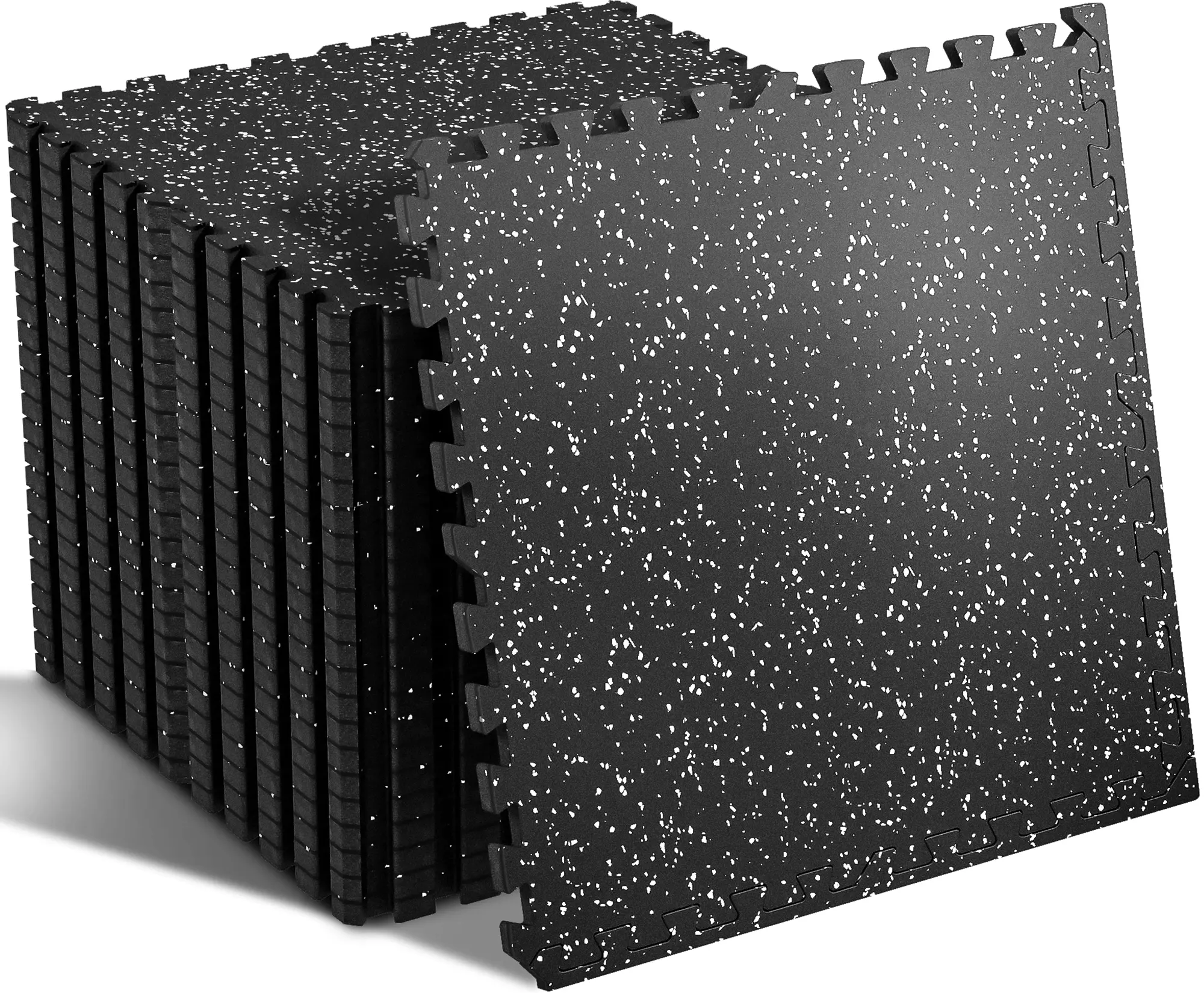 SUPERJARE 0.56-Inch Thick Interlocking EVA Foam Exercise Equipment Mats, Rubber Top Layer, 24x24 in Protective Flooring Tiles for Home Gym Use
