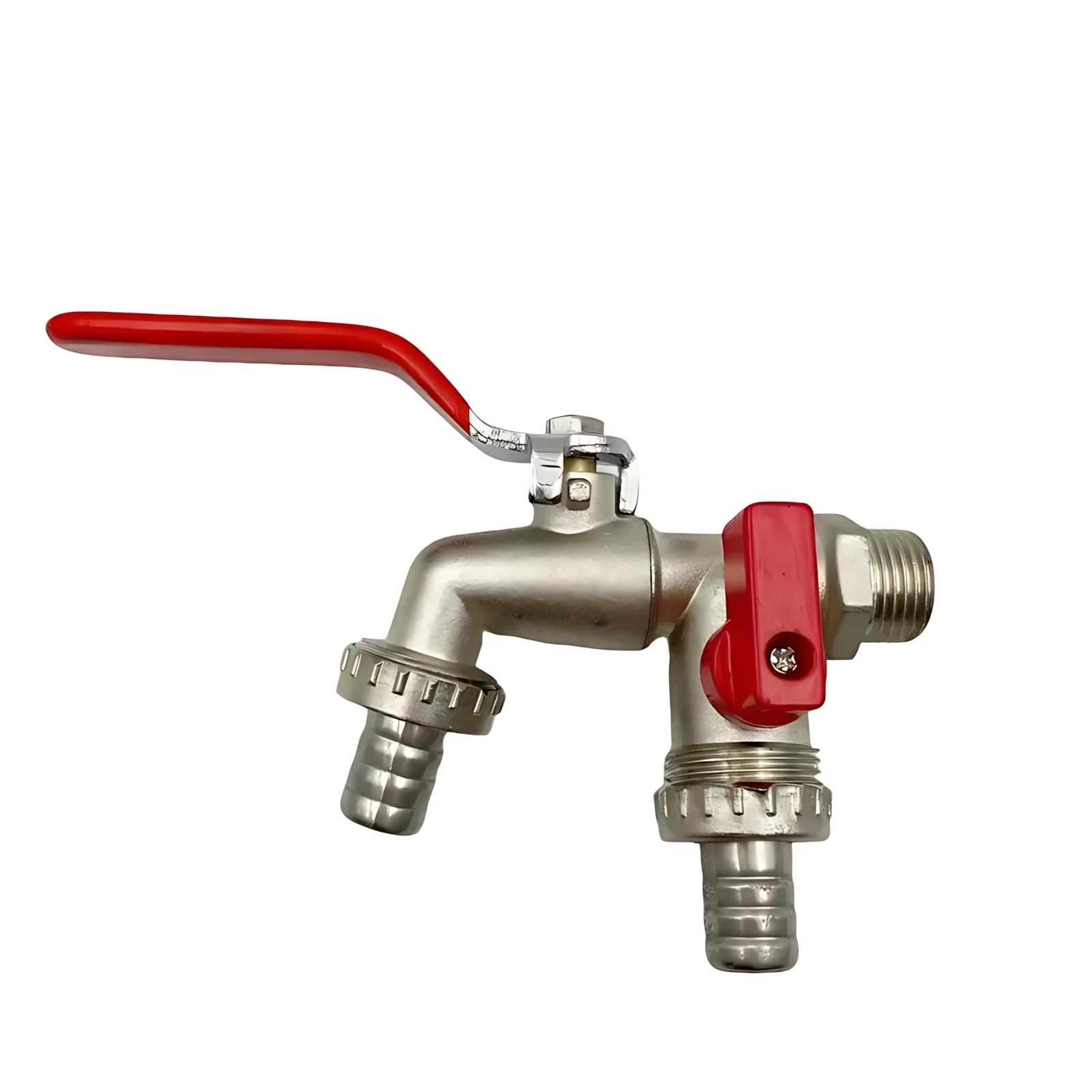 Stainless Steel Garden Hose Faucet Dual Outlet Outdoor Tap with Universal Thread Fits Sprinklers Nozzles and All Garden Equipment Watering Tools