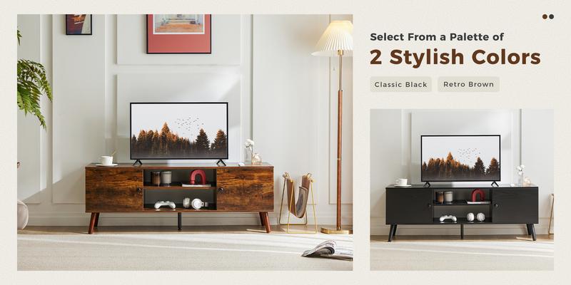 【Deal】Sweet Furniture S - Mid Century Modern TV Stand for 55-60 inch TV with Storage Cabinet, Adjustable Hinge - Wooden Media Console Table 【Deal】Sweet Furniture S - Mid Century Modern TV Stand for 55-60 inch TV with Storage Cabinet, Adjustable Hinge - Wooden Media Console Table
